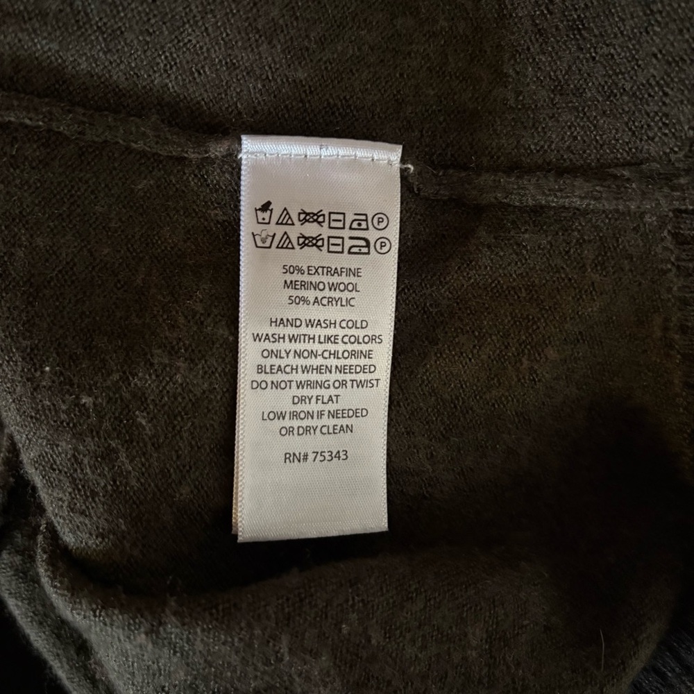 Cynthia Rowley Merino Wool Sweater Tunic in Dark Moss Green Size L - Picture 8 of 10
